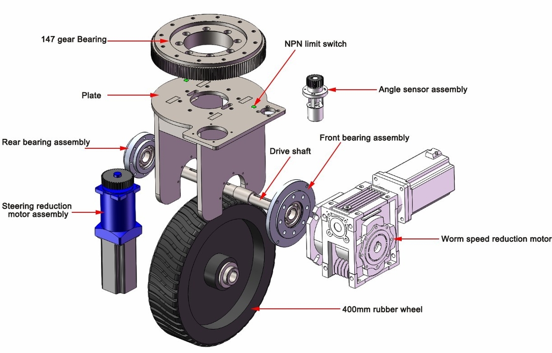 ZL-490 Agv हैवी लोड व्हील ट्रैक्शन मोटर रबर ड्राइव व्हील ETS एक्सीलरेट कैरीइंग 2T
