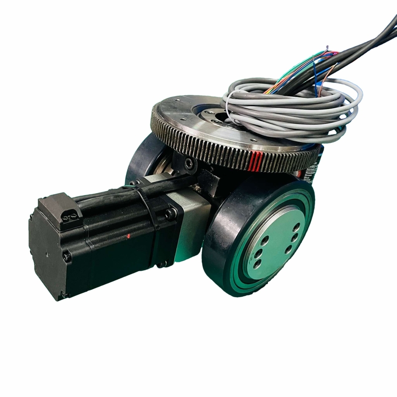 400W मोटर कंट्रोलर गियरबॉक्स में निर्मित AGV ड्राइव व्हील सर्विस रोबोट का उपयोग करें